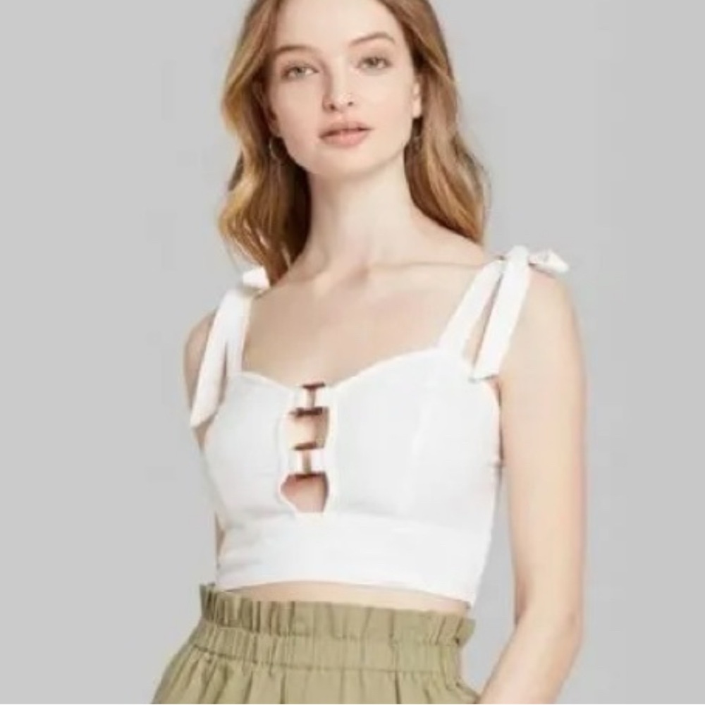 White Sleeveless Tie-Strap Top
